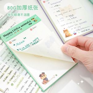 80sheets Cute Animal Print Hardcover Tearable Lined <b>Memo</b> <b>Pads</b> Title Date Bar Portable for Office/School Daily - Product Image 3