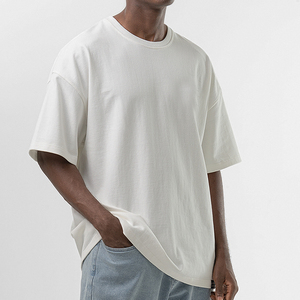 High Quality Drop Shoulder Crewneck Plain Shirt Men's Blank <b>T</b> Shirt Heavyweight Plain Drop Shoulder Oversized <b>T</b>-Shirts - Product Image 2