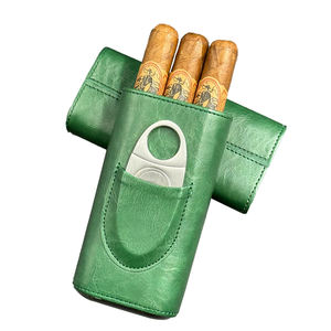 Commercio all'ingrosso della fabbrica in pelle custodia per sigari 3CT sigaro da viaggio Humidor legno di cedro foderato di sigaro portatile in pelle con accessori - Product Image 5
