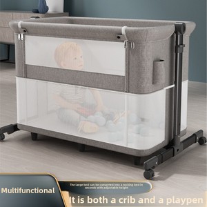 Lit bébé pliable en métal avec mobile de chevet et moustiquaire réglable <span class=keywords><strong>pour</strong></span> bébés de 0 à 24 mois, utilisation dans le salon et la chambre - Product Image 2