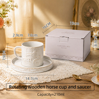 Ensemble de tasses à café en céramique 3D embossées de style nordique, tasse à thé vintage et soucoupe avec boîte cadeau personnalisée