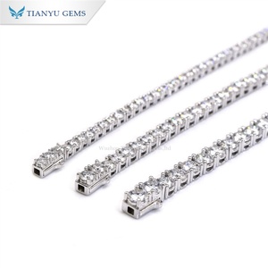 Tianyu GEMS 5 mm เครื่องประดับสำหรับผู้ชาย925เงินสเตอร์ลิงผู้หญิงโซ่ทอง18K สร้อยข้อมือเพชรเพชรโมอิส S925เทนนิส - Product Image 3