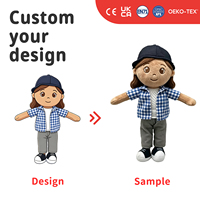 Peluche personnalisée OEM/ODM en forme de personnage humain, en polyester mat, avec logo personnalisé, jouet en peluche doux
