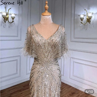 AL1632 2023 Robe de Soirée Élégante Dorée pour Mariage, Invitée, Dîner, Fête, Mère de la Mariée, Pailletée, Sexy, Formelle et Chic