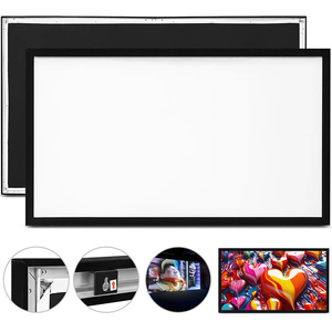 NUOVO Schermo per Proiettore HD da 150 Pollici 16:9, <span class=keywords><strong>Cinema</strong></span> Domestico 3D, Luminoso, in PVC Nero Vellutato, Telaio Fisso Piatto - Product Image 4