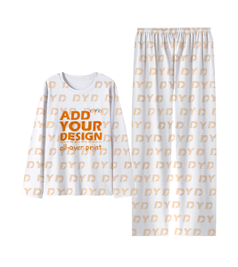 Unisex Thuis Loungewear Pyjama Set Volledige Print Op Rechter Schouder Elastische Taille Sluiting Voor Zomer Herfst En Lente-Moq 2 Stuks - Product Image 1