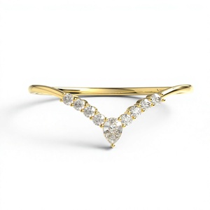 Luxury 18K Gold Plated V Shaped Wedding Band Pear and Round Cut Diamond <b>Ring</b> <b>Stacking</b> Band Jewelry Fine Jewelry For Women - Product Image 1