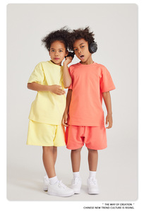 T-shirt Enfant 2026 S/S en Coton Lourd 100% Coton, Coupe Ample Européenne et Américaine, Qualité Supérieure, Couleur Unie, Manches Courtes - Product Image 3