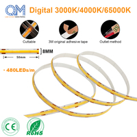 Tira de Luz LED COB sin Puntos de 24V, 5M Cortable, Iluminación Uniforme para Gabinetes de Cocina