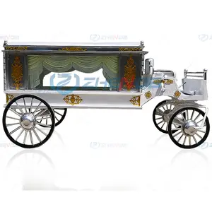 ग्लास कवर सफेद अंतिम संस्कार गाड़ी/अंग्रेजी अंतिम संस्कार गाड़ी निर्माता/शाही राजा अंतिम संस्कार गाड़ी