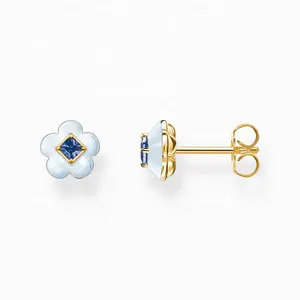 14k 18k Gold Vermeil Plated 925 Sterling Silver Enamel Follower Ear Stud Fine Jewelry Earrings