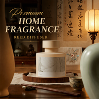 Nouveau design diffuseur de parfum Wabi Sabi en crème avec vase mat et bâtonnets en fibre – Coffret cadeau pour salon, élimination des odeurs