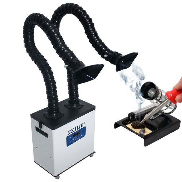 Factory Price Double Arms Portable Air Cleaning Equipment Iron Soldering Fume Extractor for Repair Workshops