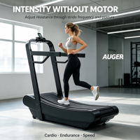 Caminadora Manual Curva Comercial, Sin Motor, Autoalimentada, con Pantalla LCD para Entrenamiento de HIIT y Sprint