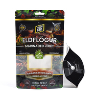 Bolsa Doypack Laminada Brillante con Ventana Transparente, Bolsa Personalizada con Base para Carne Seca, Bocadillos de Carne, Alimentos Deshidratados, Venta al Por Mayor