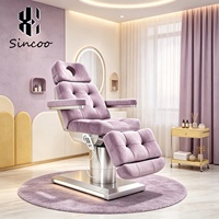 Lit de beauté électrique multifonctionnel avec base en acier inoxydable doré, massage et commande au pied, 4 moteurs, lit de spa pour soins du visage