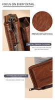 Tas Tangan Pria Vintage Kapasitas Besar dengan Ritsleting Panjang, Lapisan Poliester, dan Pola Huruf