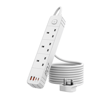 Multiprise de table avec 3 prises CA et 2 ports USB, 1,9 m, chargeur rapide PD20W