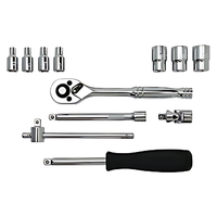 Ensemble d'outils CR-V OEM 17 pièces avec embout de 1/4 pouce et coffret métallique, garantie 1 an pour la réparation automobile et l'usage domestique