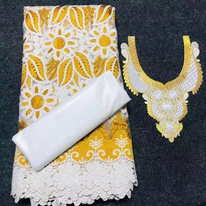 2.5 + 2.5 Yards Bazin Riche Tissu Avec 100% Coton Brodé Dentelle Sèche <span class=keywords><strong>2020</strong></span> Vente Chaude Guipure Suisse Voile En Suisse - Product Image 5