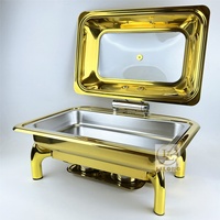 Luxus Edelstahl Buffet Food Warmer Chafing Dish mit Glasfenster für Home Restaurant Hotel Buffet Party