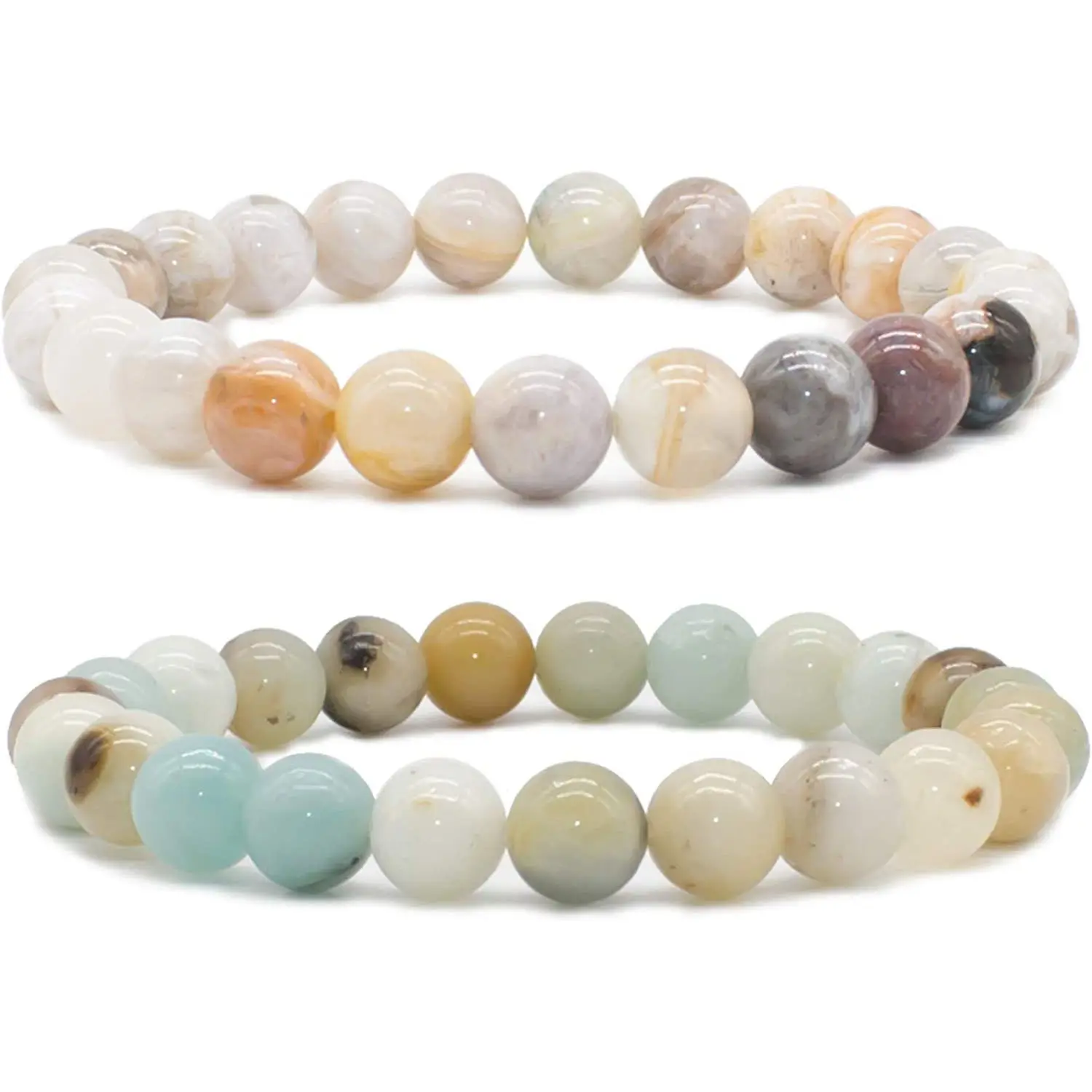 Pulsera de piedras preciosas naturales Geili, cristales curativos hechos a mano, pulsera elástica de cuentas redondas de 8mm