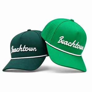 Golf Cap 5 Panel Laser Cut Hole Waterproof 3D Raised Embroidery Breathable Quick Dry Performance Unisex Outdoor Leopard Dot - Product Image 1