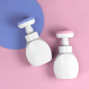 Bouteille de mousse de fleur de savon liquide personnalisée de 250ml, bouteille de pompe de mousse en forme de fleur pour bébé, bouteille de mousse de savon à main carrée