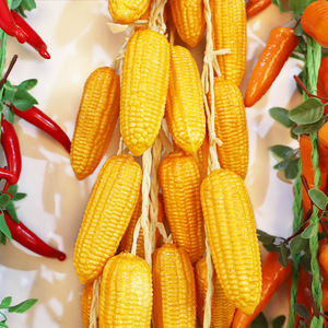 Guirnaldas de Vegetales Simulados, Maíz Artificial, Chiles, Ajo, Decoración Rústica para Interiores y Exteriores, Material de Espuma Sólida - Product Image 4