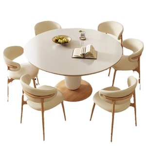 दूध-मीठा शैली nordic डिजाइन प्रबलित स्थिरता गोल डाइनिंग टेबल सेट ठोस लकड़ी समर्थन बोर्ड - Product Image 5