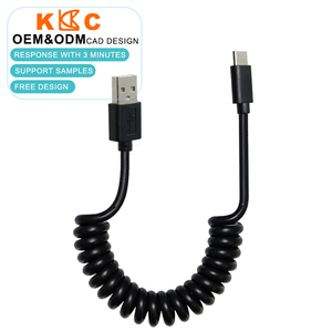 สายชาร์จแบบสปริง USB A ถึง USB C พร้อมสายยืดหยุ่นสำหรับยานพาหนะและอุปกรณ์สำนักงาน - Product Image 1