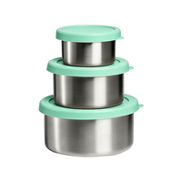Contenants à collation en acier inoxydable 304, 3 pièces, avec couvercles en silicone étanches, compatibles lave-vaisselle et congélateur