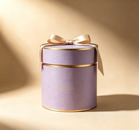 Boîte Cadeau Cylindrique Personnalisée en Papier Artistique de Luxe avec Bordure Dorée, Ruban et Nœud, Fermeture Magnétique, Emballage Rigide en Tube, Matériaux Recyclés