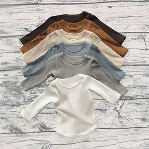 Großhandel baby mädchen kleidung komfortable stoff Lange Hülse o-ansatz pullover T-shirt