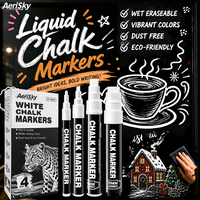 Lot de 4 marqueurs effaçables pour verre, craie liquide blanche, soluble dans l'eau, sans poussière, pour graffiti, tableau LED, marqueur d'art blanc