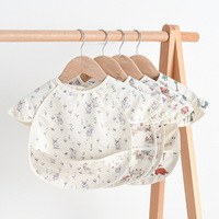 Kain perca anak-anak kain liur makan bayi lengan pendek overall tahan air kancing lembut bahan PU tipis lembut Bib makanan