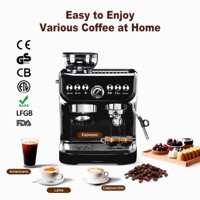 Machine à café expresso semi-automatique professionnelle 19 bars avec moulin intégré, manomètre, mousseur à lait, programmable, OEM ODM