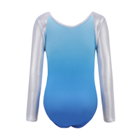 Ensemble de justaucorps de gymnastique B73 personnalisé pour filles, à manches longues, dégradé, avec strass, jupe en mousseline scintillante et chouchou pour cheveux, tenue de danse pour enfants
