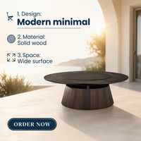 Minimalistisches Design 2,2m Moderner Esstisch für Zuhause Drehbarer Massivholz Runder Esstisch mit Drehplatte