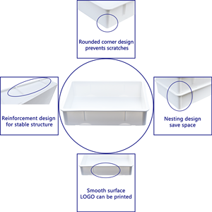 JOIN PP Caja de masa Almacenamiento apilable Bandejas para pizza Cajas de plástico Caja de mano para masa Cajas para alimentos Contenedor de almacenamiento duradero con <span class=keywords><strong>Dolly</strong></span> - Product Image 4