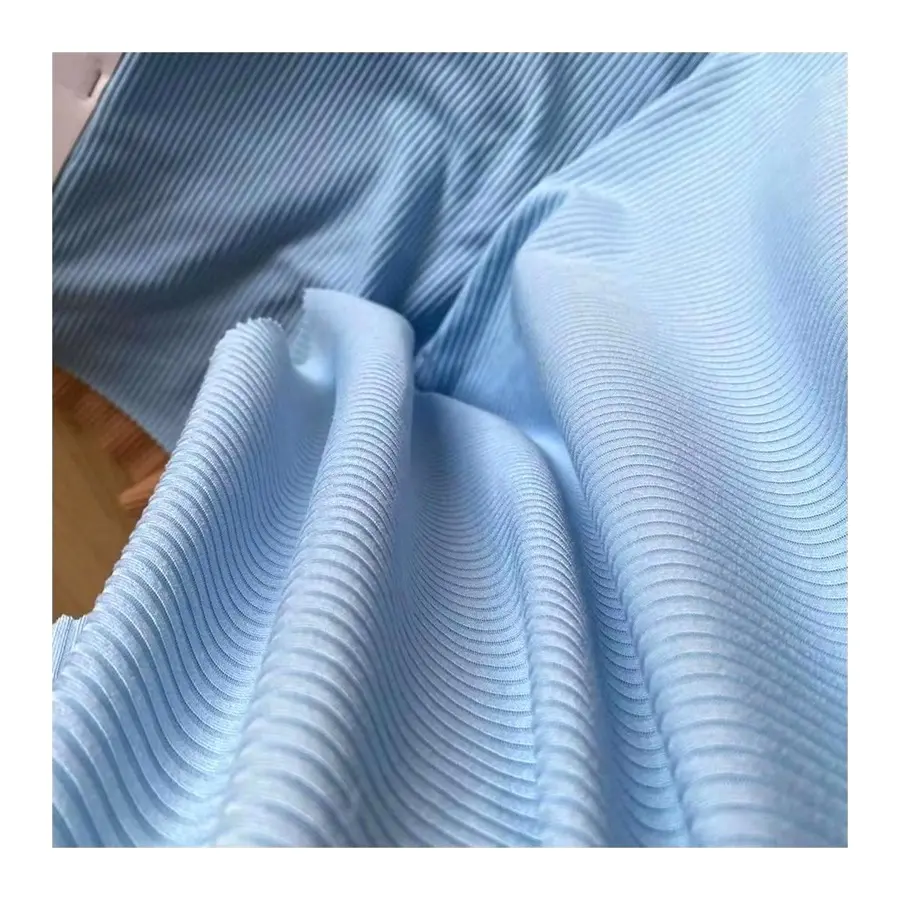 2022 Beliebte benutzer definierte Farbe Spandex Polyester Rippens trick Stoff Polyamid gerippte Bade bekleidung Stoff für Baby Yoga