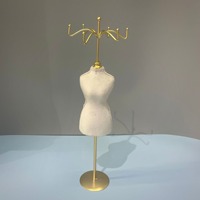 Présentoir à bijoux en velours doré, buste pour colliers, support en T, organisateur de boucles d'oreilles en bois laqué blanc, vitrine de présentation pour boutique et vente au détail