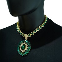 Collier de créateur de luxe pour femmes chaîne de clavicule en alliage de Zinc lourd goutte d'eau pendentif en diamant accessoire coloré à la mode