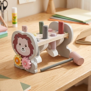Nouveau Jouet Promotionnel en Bois Lion de <span class=keywords><strong>Dessin</strong></span> <span class=keywords><strong>Animé</strong></span> Jeu de Décompression Whack-a-Mole Éducatif Cadeau pour Enfants - Product Image 1