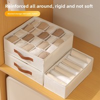 Boîte de rangement pliable carrée moderne en PP avec compartiments pour sous-vêtements de garde-robe, grande capacité, portable, anti-poussière, en tissu de coton