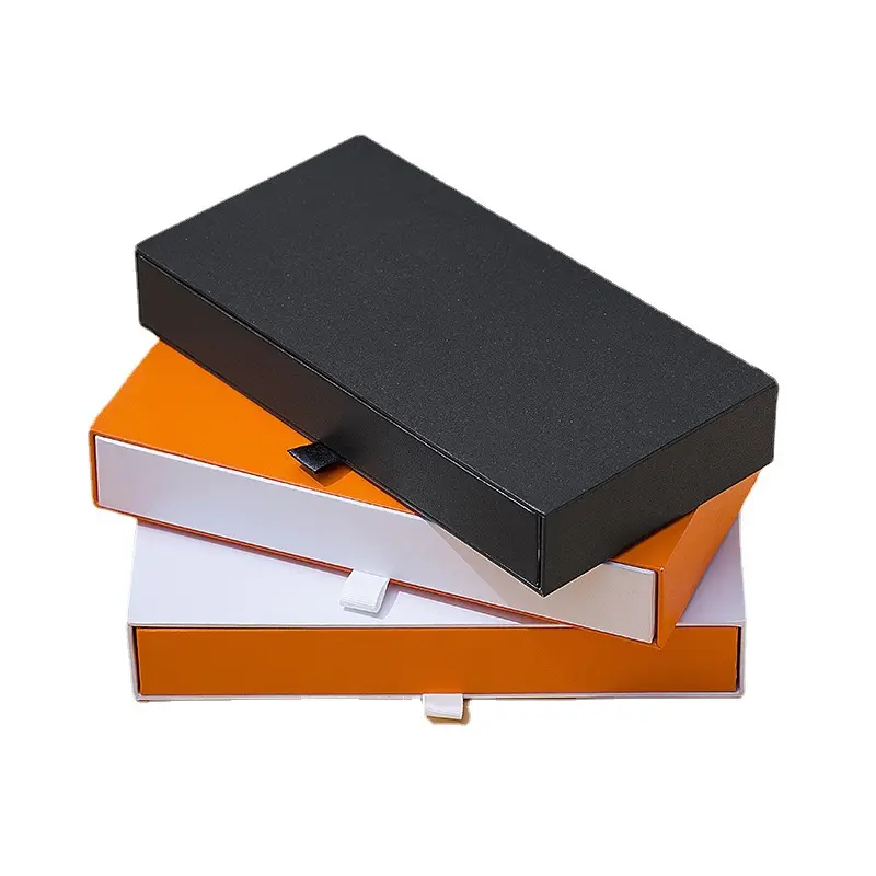 Scatola di imballaggio ecologica di carta nera bianca confezione personalizzata cassettiere personalizzate per cassa del telefono sciarpa di imballaggio vestiti