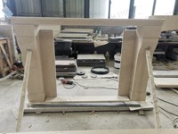 SH STONE Cheminée en pierre calcaire beige Moleanos moderne sur mesure, manteau de cheminée en pierre sculptée à la main pour salon familial et villa