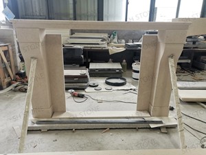 SH STONE <span class=keywords><strong>Cheminée</strong></span> en pierre calcaire beige Moleanos moderne sur mesure, manteau <span class=keywords><strong>de</strong></span> <span class=keywords><strong>cheminée</strong></span> en pierre sculptée à la main pour salon familial et villa - Product Image 5