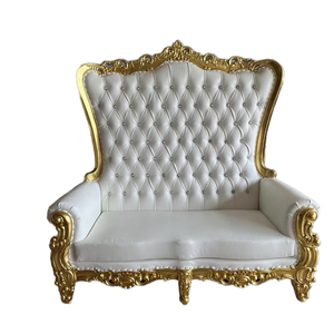 Bán buôn 2 CHỖ NGỒI sang trọng nhung Hoàng Gia Vua Ngai Vàng ghế sofa bạc & vàng cao trở lại sự kiện đám cưới & ăn uống đồ nội thất khách sạn - Product Image 3