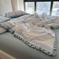 Ensemble de draps de lit de conception d'impression de gaze double couche personnalisé en usine 100% couette